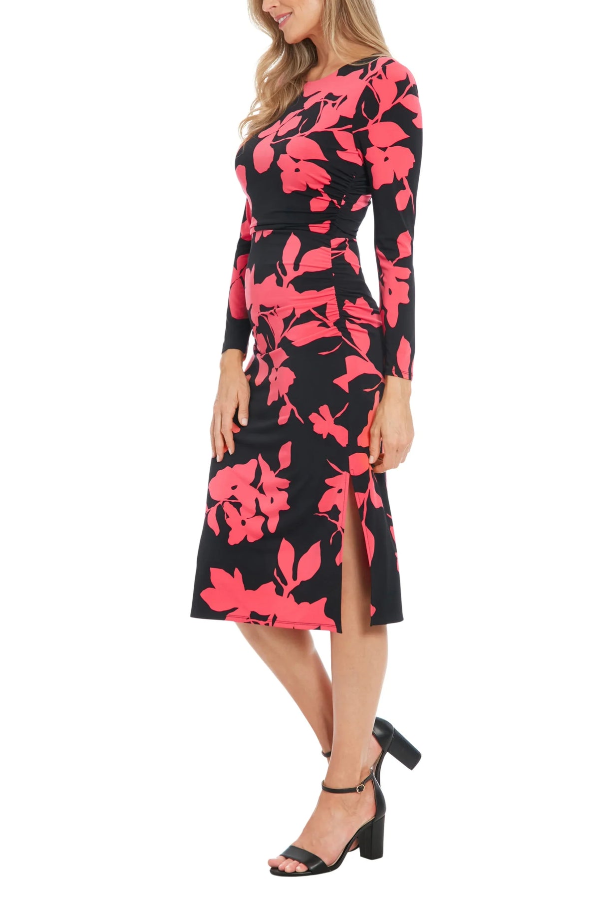 London Times T7746M Short Printed Fitted Cocktail Midi Dress Wholesale
