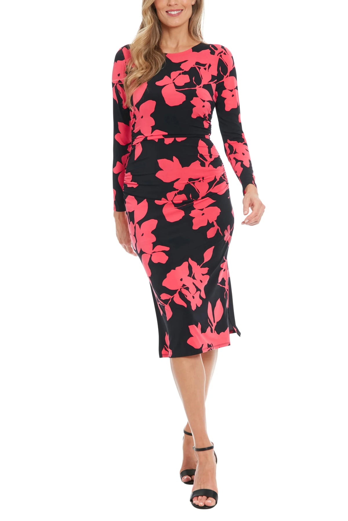 London Times T7746M Short Printed Fitted Cocktail Midi Dress Wholesale