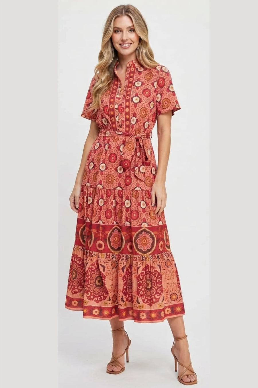 Floral Print A Line Maxi Dress London Times T8052M Wholesale