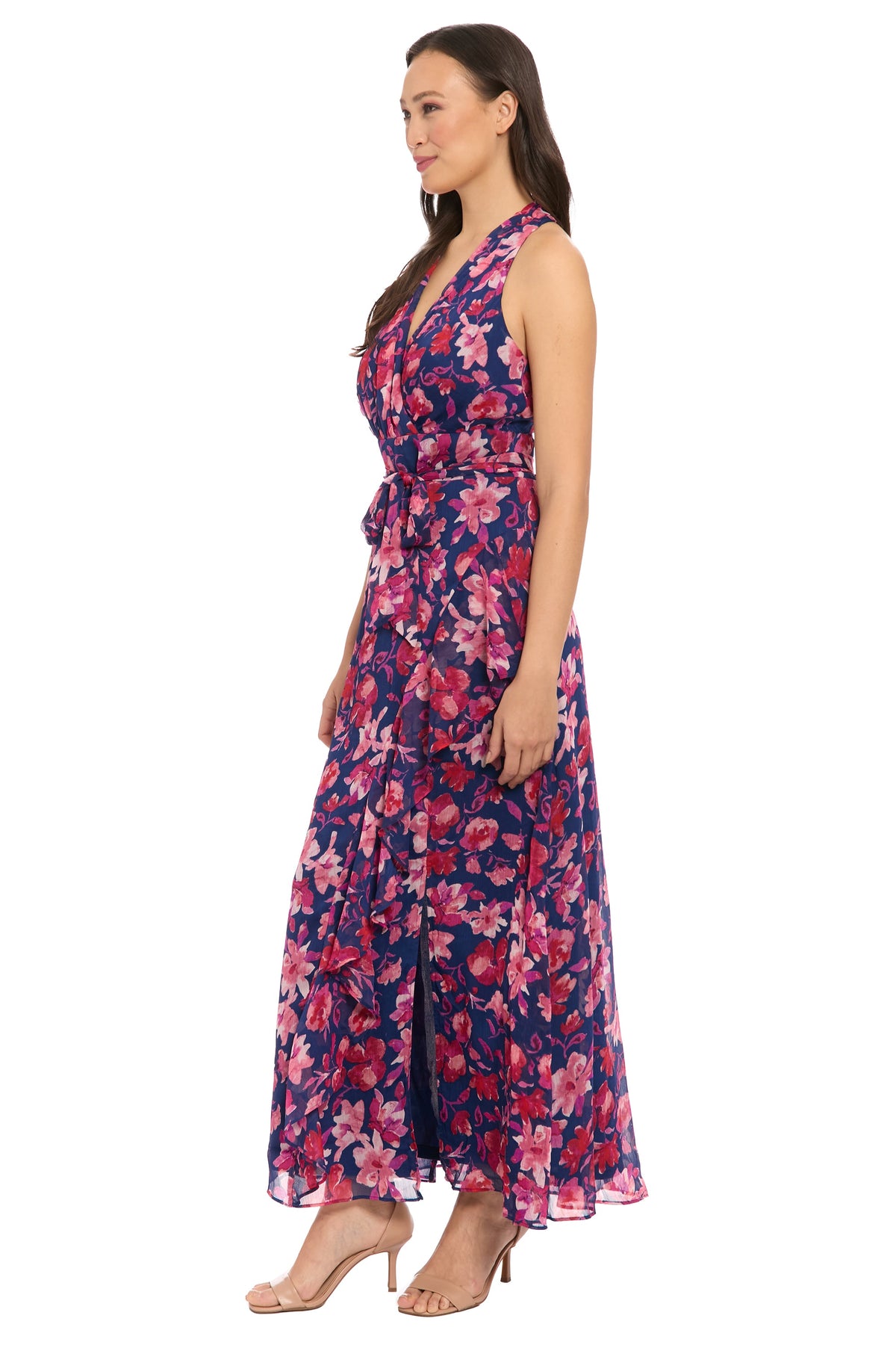Amberlyn Halter Floral Maxi Dress London Times T8059M Wholesale