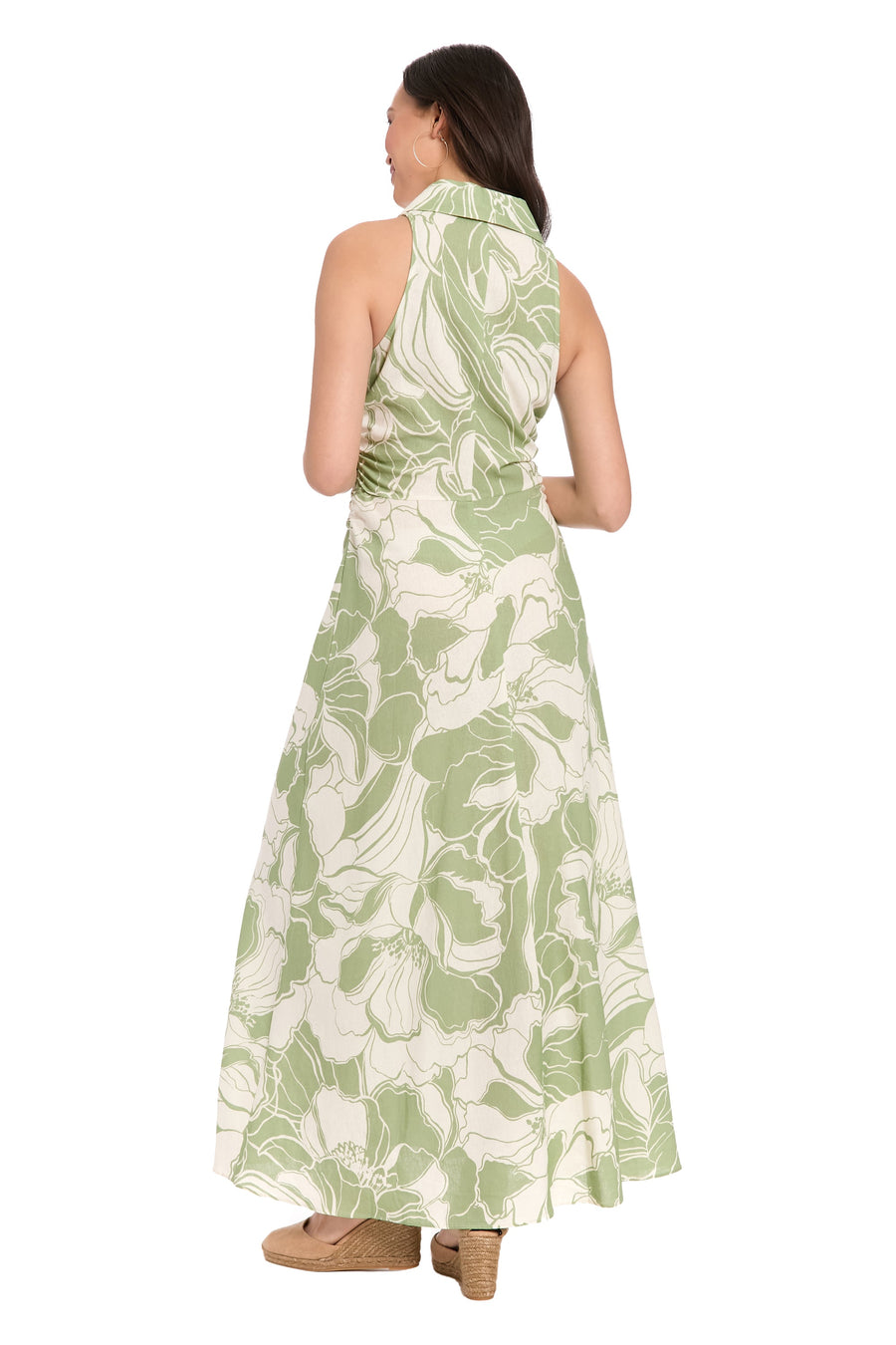 Black and Beige Floral Flutter Sleeve Midi Dress London Times T10228M Wholesale