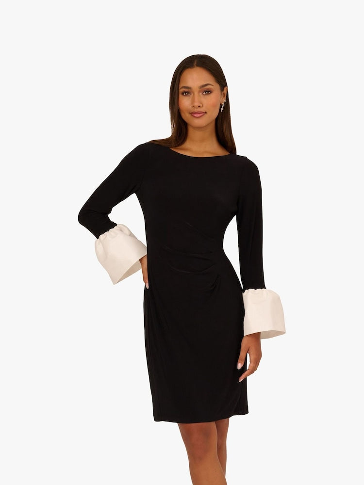 Bateau Knee-Length Jersey Cocktail Sheath/Column Adrianna Papell AP1D106098