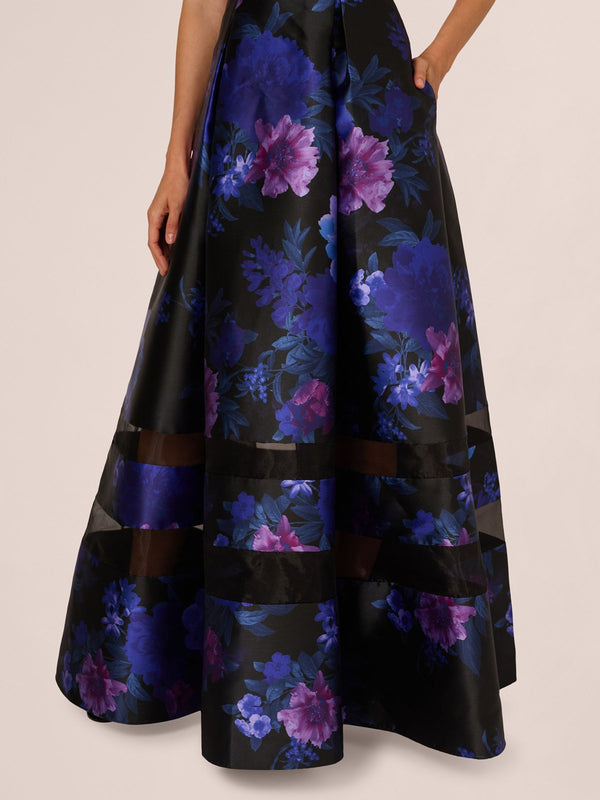 Strapless Straight Neck Floor-Length Organza Prom A-Line Adrianna Papell AP1E212492