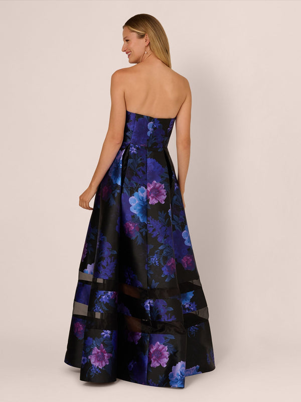 Strapless Straight Neck Floor-Length Organza Prom A-Line Adrianna Papell AP1E212492