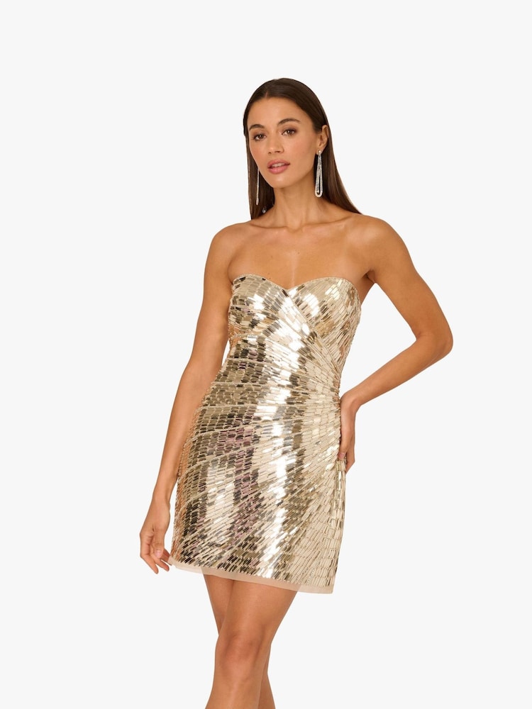 Adrianna Papell ADAE212553 Short Sequin Bodycon Cocktail Dress