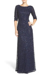 Scoop Neck Floor-Length Sequined Evening Gown Adrianna Papell 91919970 Wholesale