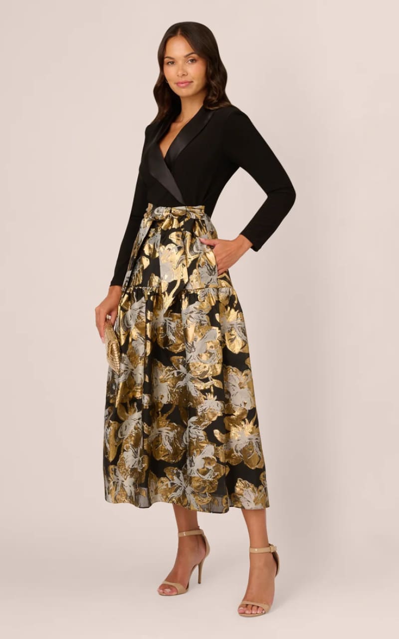 Plus Size Sleeveless Tulip Jacquard Fit And Flare Midi Dress