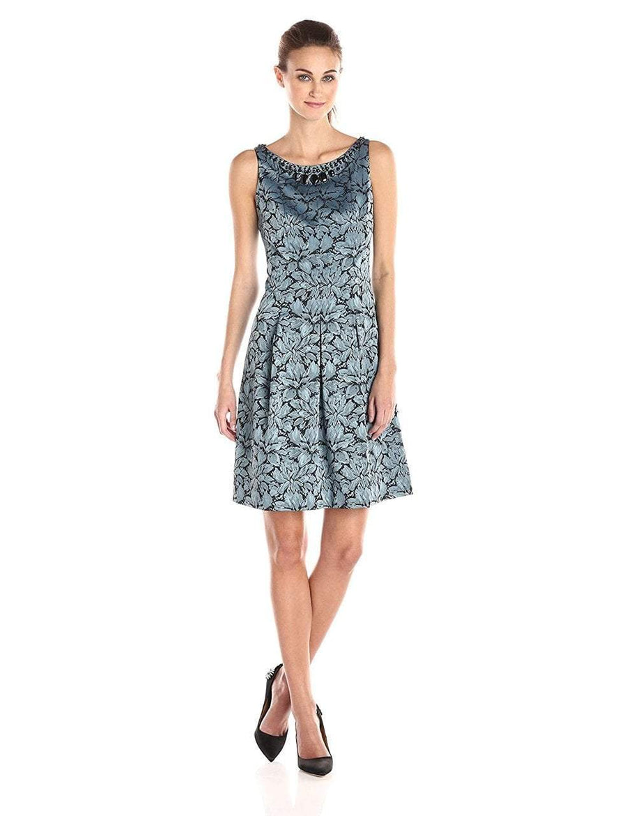 Sleeveless Jacquard Fit And Flare Midi Dress