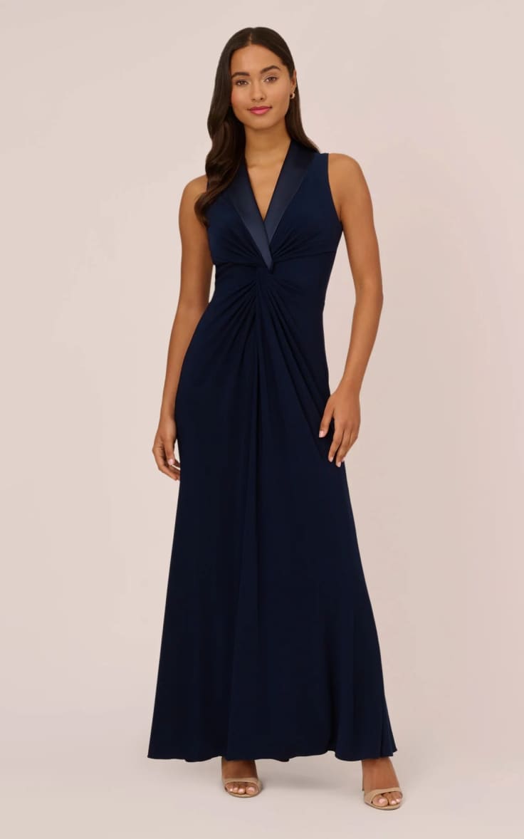 Tuxedo Mermaid Gown With Long Sleeves
