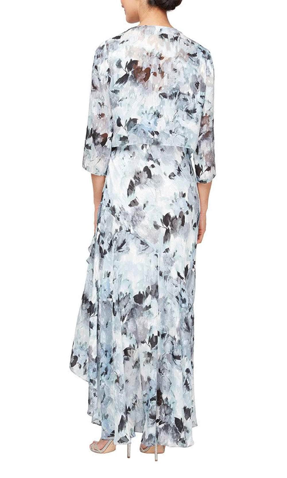 Long Printed V-Neck Dress Alex Evenings 8175936 Wholesale