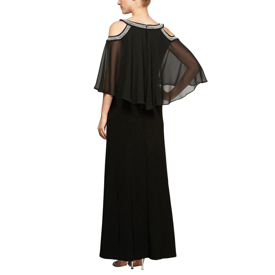 Cold Shoulder Popover Jersey and Chiffon Gown Alex Evenings 1351319 Wholesale