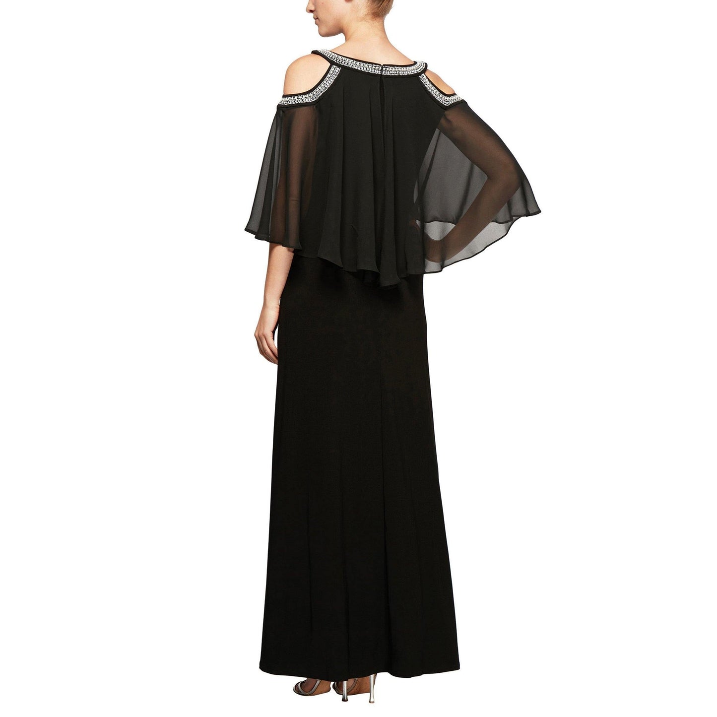Cold Shoulder Popover Jersey and Chiffon Gown Alex Evenings 1351319 Wholesale