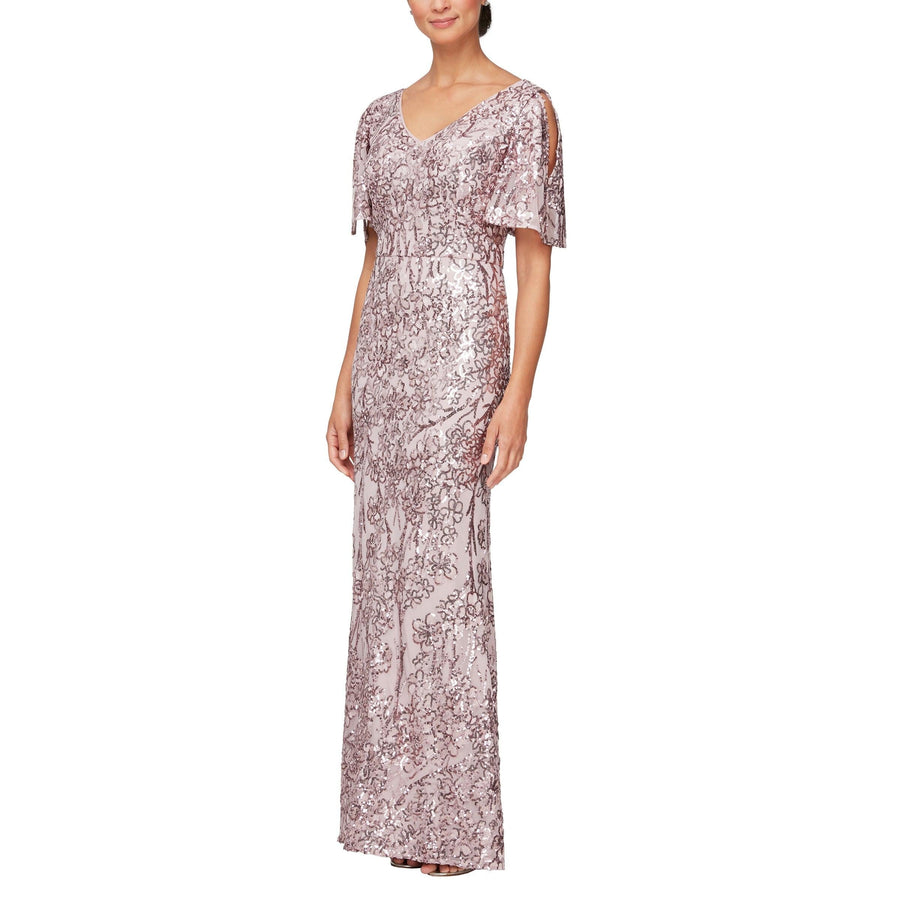 Caroline Flutter Sleeve Sequin Gown Alex Evenings 8196611 Wholesale