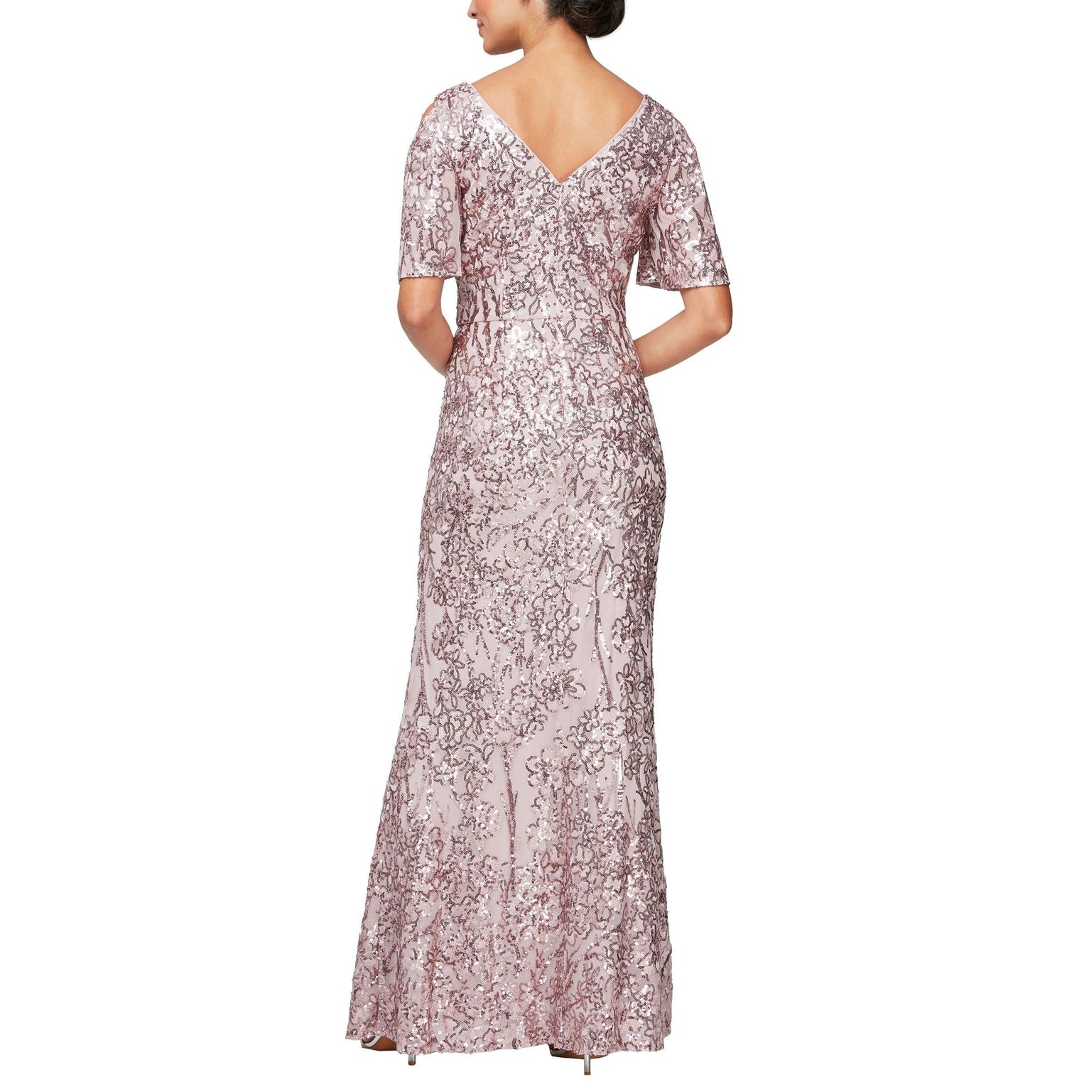 Caroline Flutter Sleeve Sequin Gown Alex Evenings 8196611 Wholesale