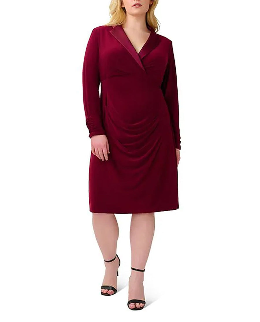 Jersey And Satin Short Sheath Tuxedo Dress