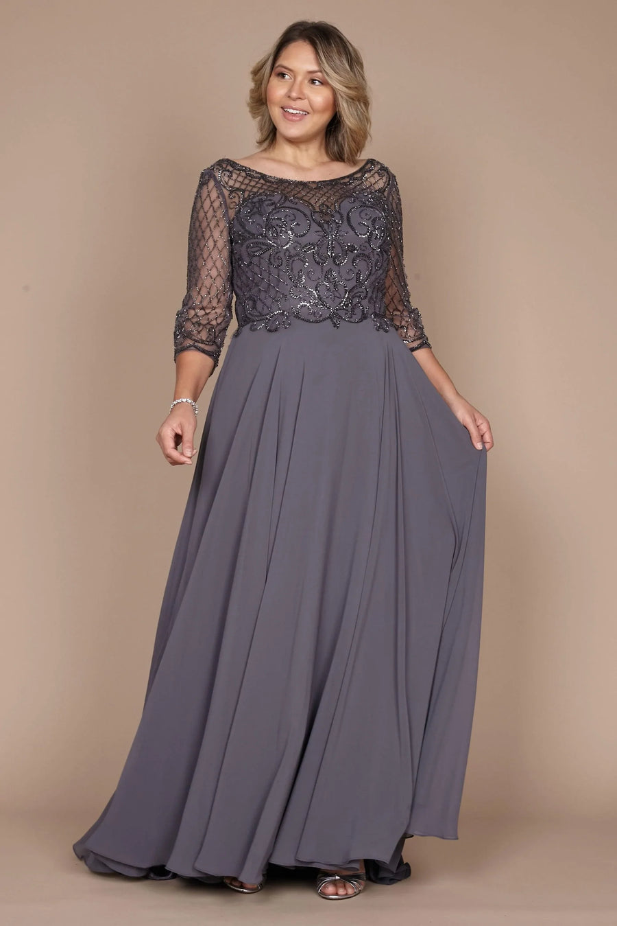 Long Sleeve Hand Beaded Mother of The Bride Dress Wholesale