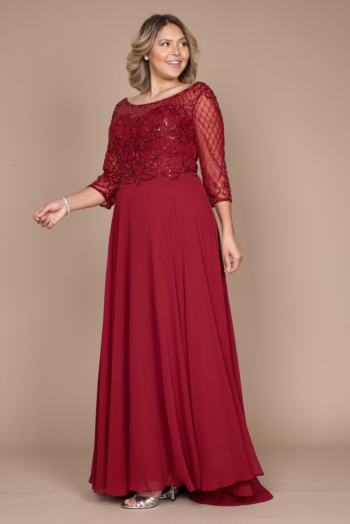 Long Sleeve Hand Beaded Mother of The Bride Dress Wholesale