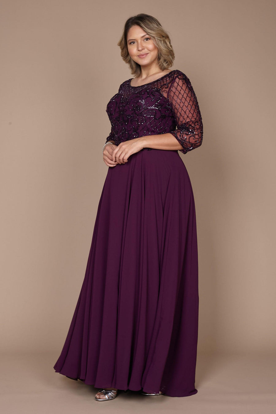 Long Sleeve Hand Beaded Mother of The Bride Dress Wholesale
