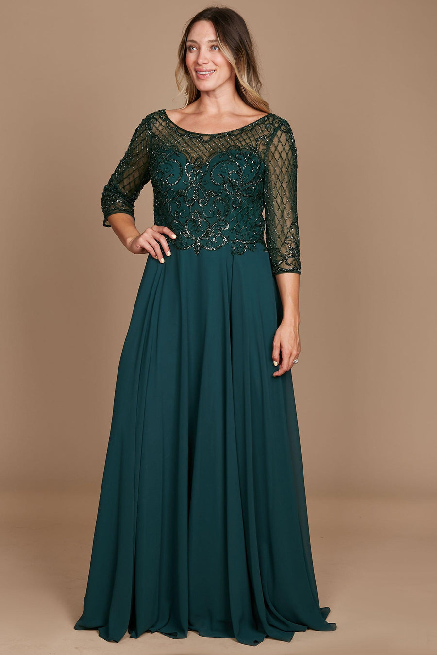 Long Sleeve Hand Beaded Mother of The Bride Dress Wholesale