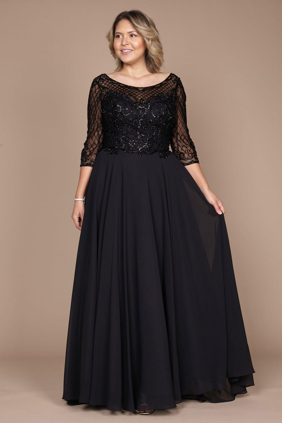 Long Sleeve Hand Beaded Mother of The Bride Dress Wholesale