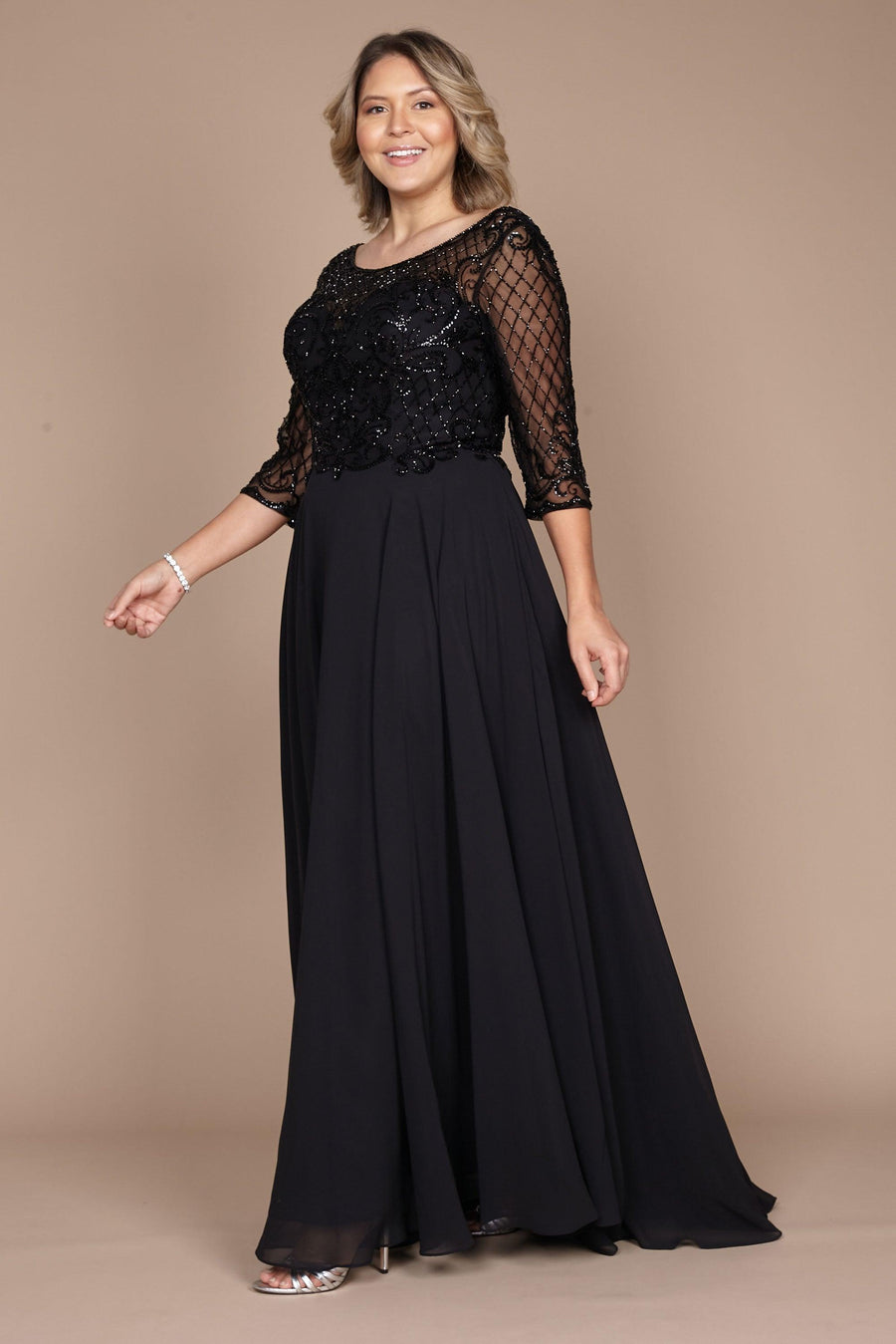 Long Sleeve Hand Beaded Mother of The Bride Dress Wholesale