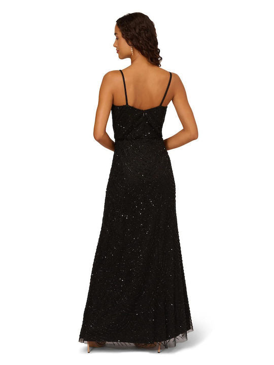 V-Neck Floor-Length Sequin Prom Sheath/Column Adrianna Papell 091866700