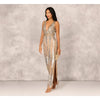 Aidan Mattox MD1E209187 Silver/Multi fully beaded plunge gown