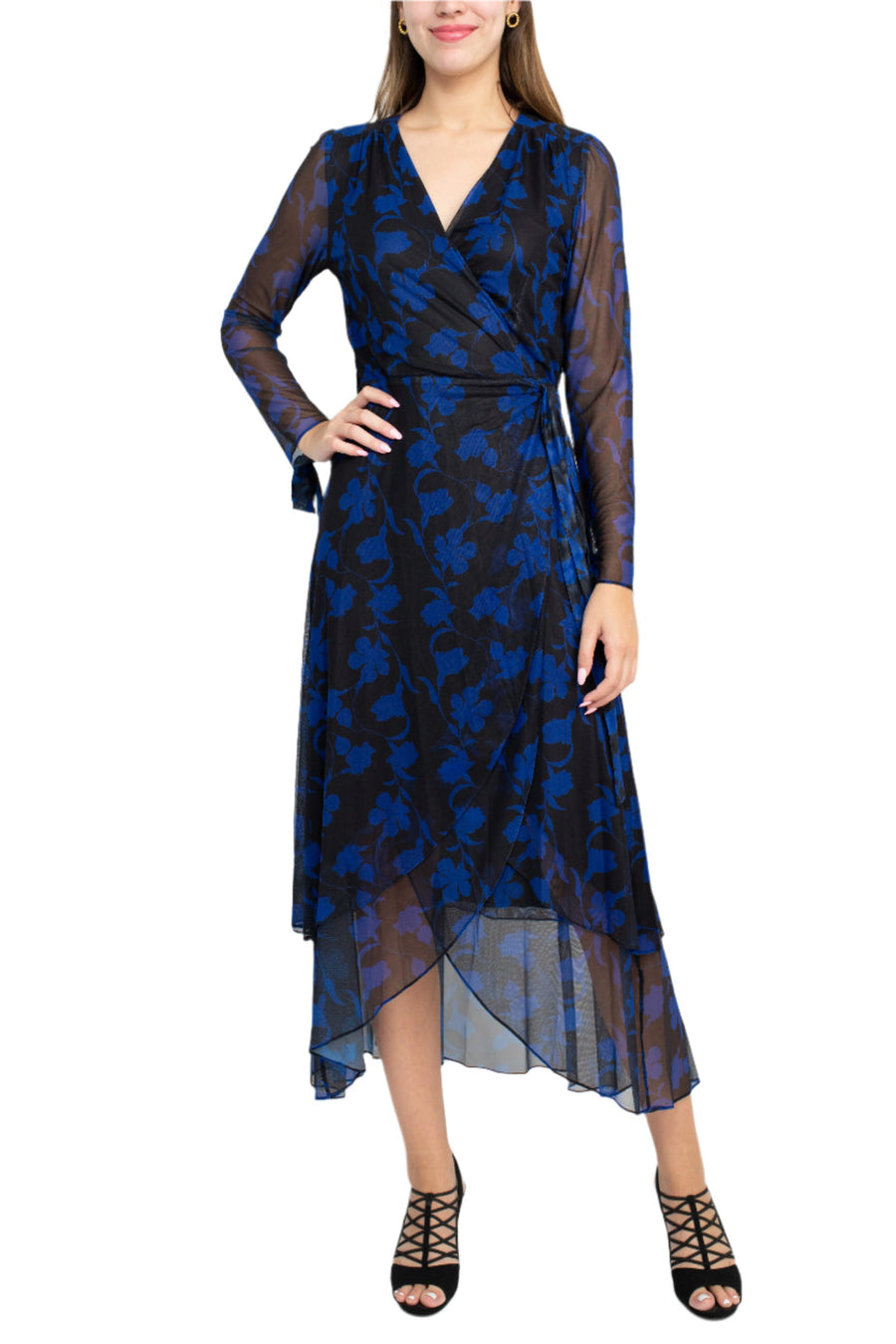 Cocktail Dresses Long Sleeve Prined Midi Cocktail Dress Wholesale Black Azure
