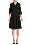 Cocktail Dresses A Line Short Belted Knee Length Pocket Dress Black