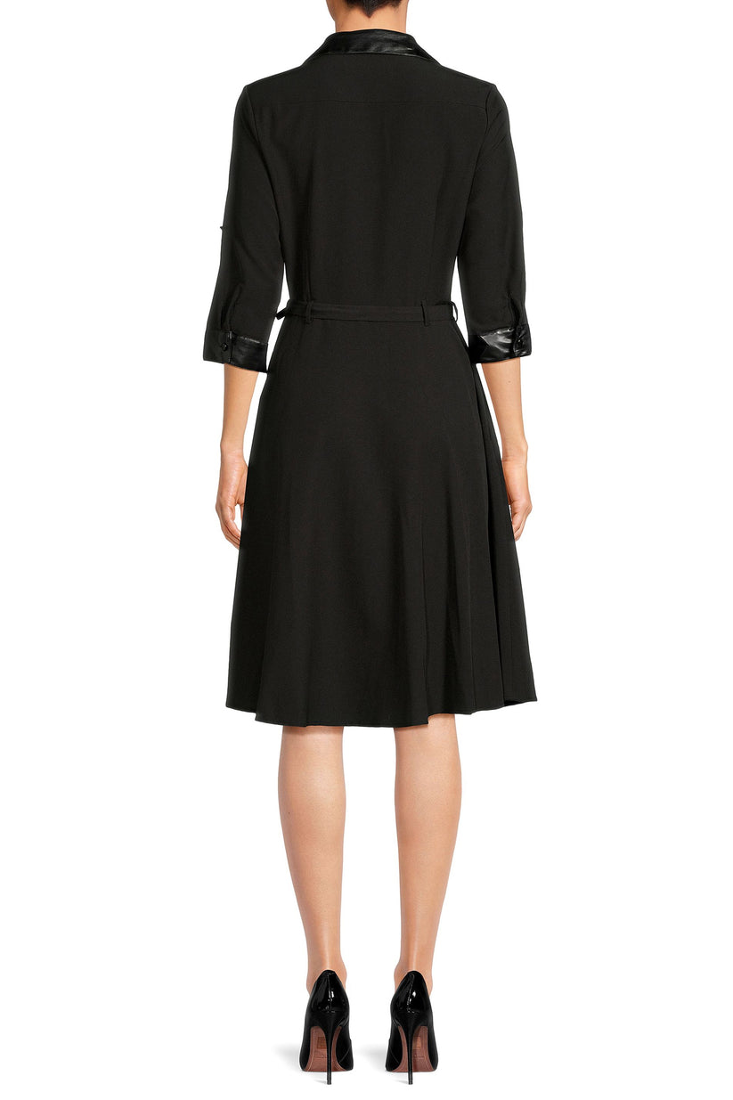 Cocktail Dresses A Line Short Belted Knee Length Pocket Dress Black