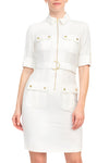 Cocktail Dresses Collared Short Fitted Cocktail Dress Ivory