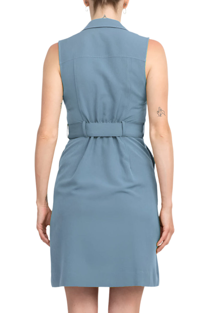 Cocktail Dresses Short Fitted Collared Cocktail Dress Light Topaz