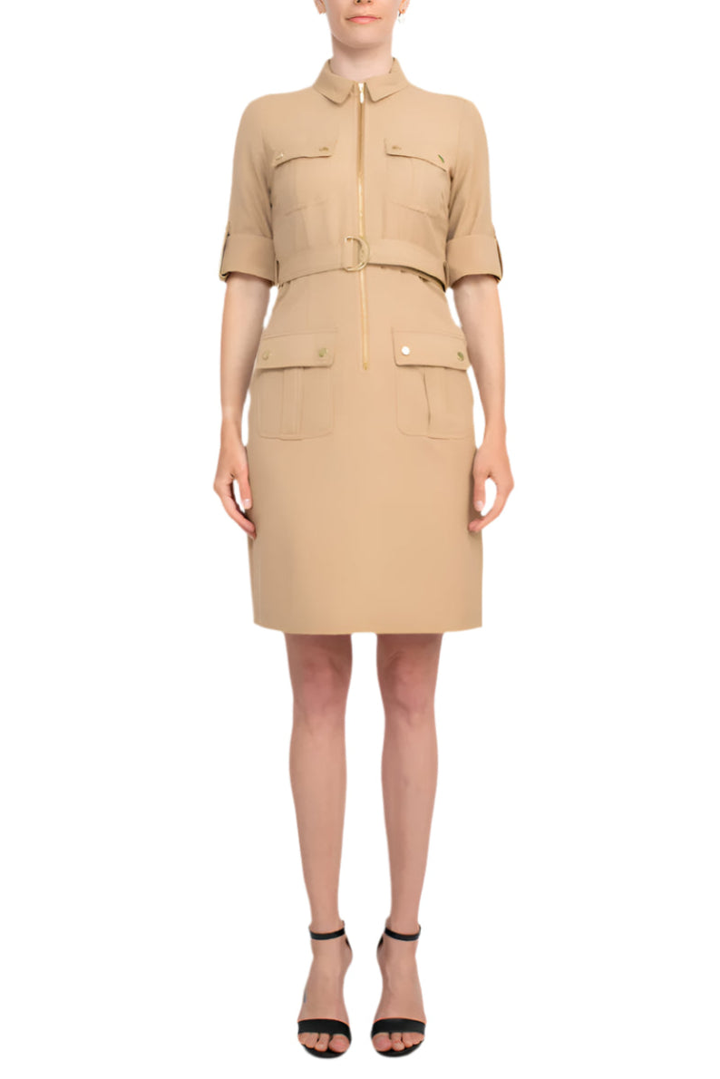 Cocktail Dresses Collared Short Fitted Cocktail Dress Toasty Sand