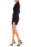 Black Double-Breasted Notch Lapel Long Sleeve Tuxedo Jumpsuit Badgley Mischka J0349