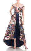 Desert Rose Multi Off-Shoulder High-Low Mikado Floral Walk-Thru Jumpsuit Kay Unger 5548140