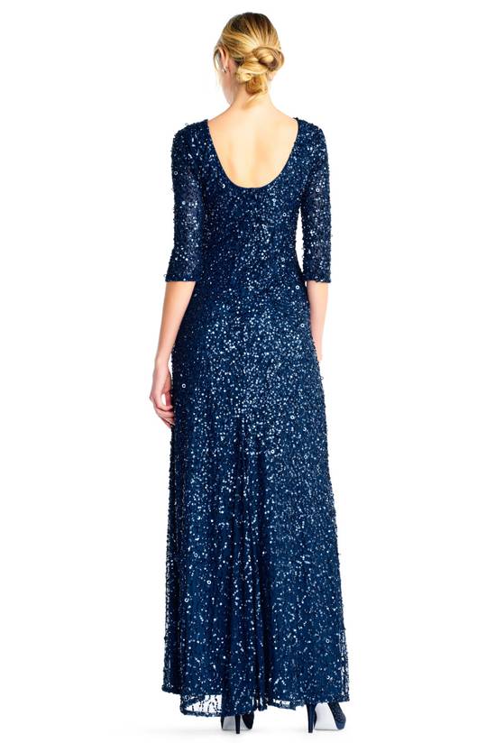 Scoop Neck Floor-Length Sequined Evening Gown Adrianna Papell 91919970 Wholesale