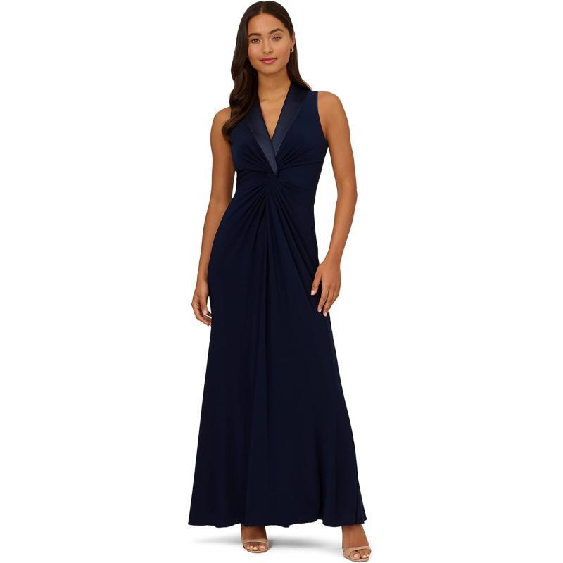 V-Neck Floor-Length Jersey Formal Fit & Flare Adrianna Papell AP1E209882