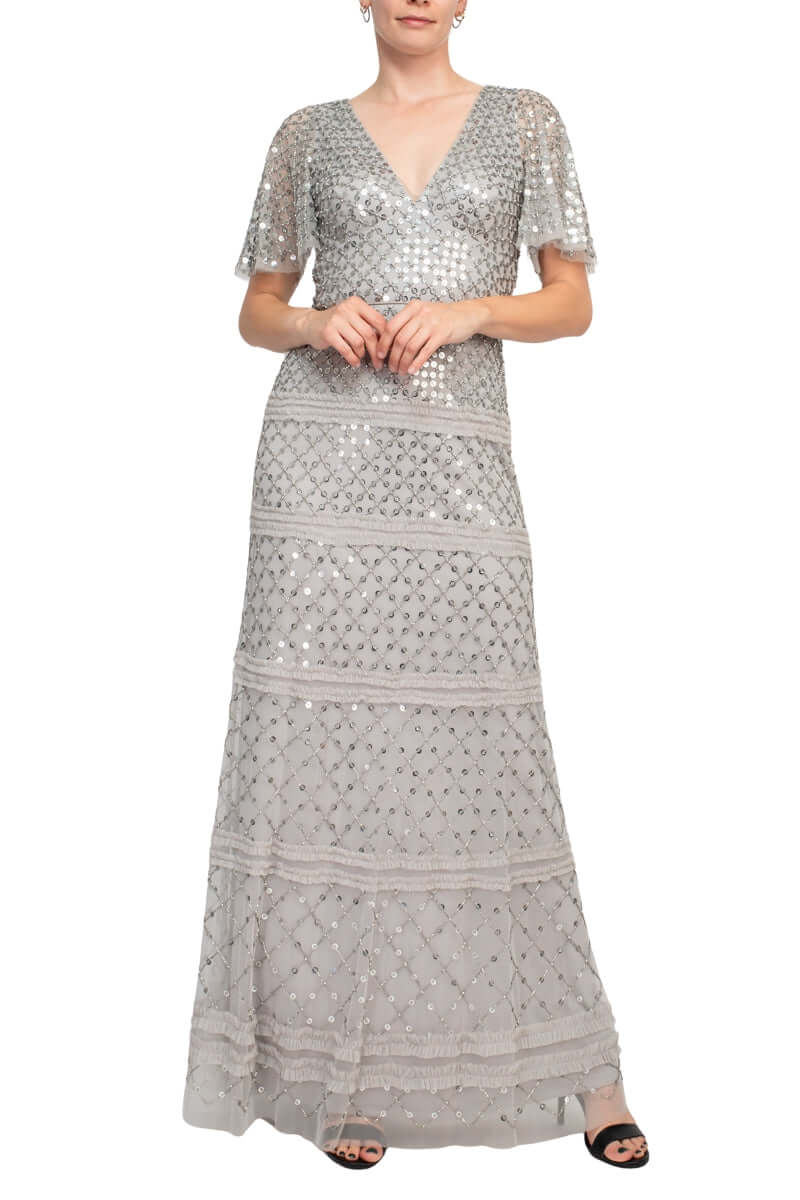 Formal Dresses Beaded Long Formal Evening Sequin Dress Wholesale Silver Dove