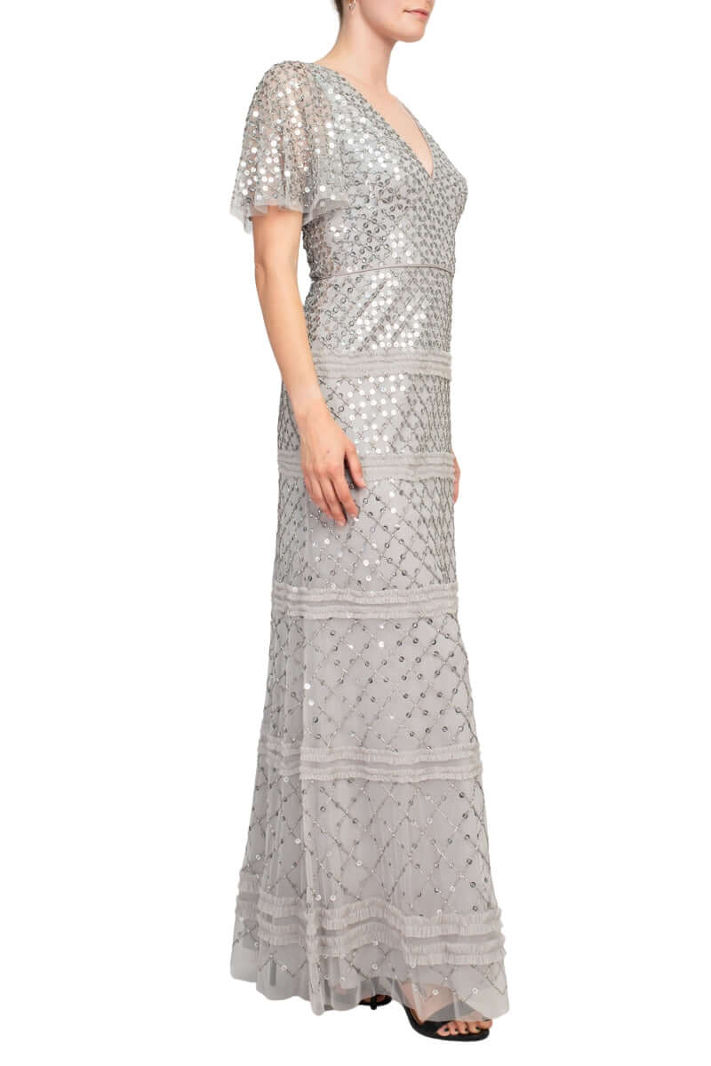 Formal Dresses Beaded Long Formal Evening Sequin Dress Wholesale Silver Dove