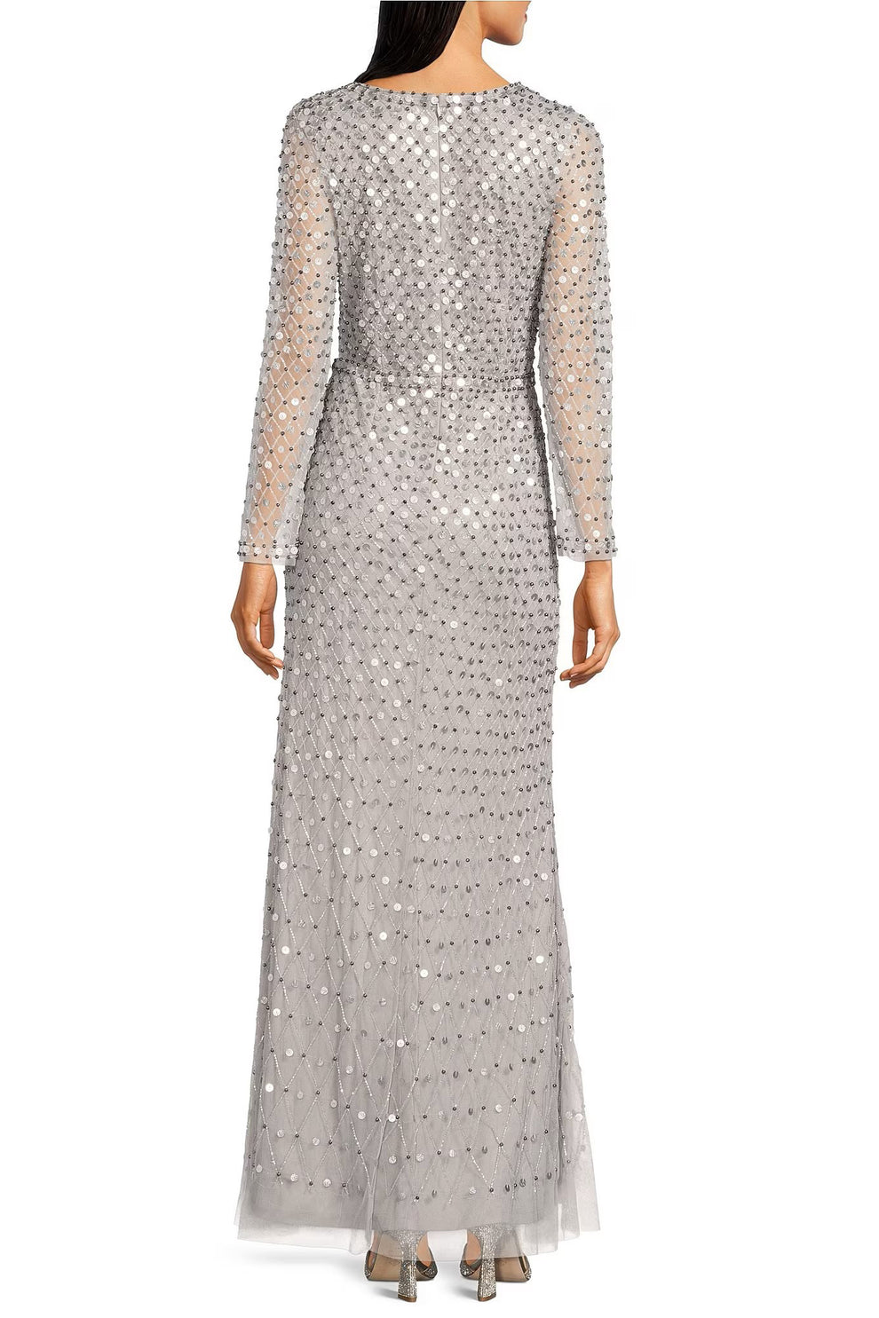 Formal Dresses Sequin Long Sleeve Formal Evening Dress Wholesale Silver