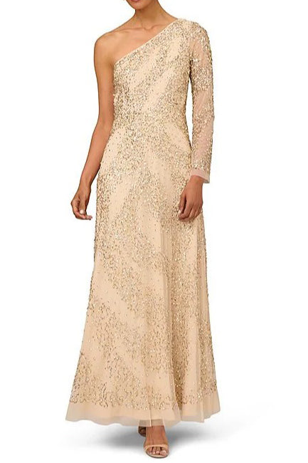 Formal Dresses Beaded Long Formal A Line Evening Dress Light Gold