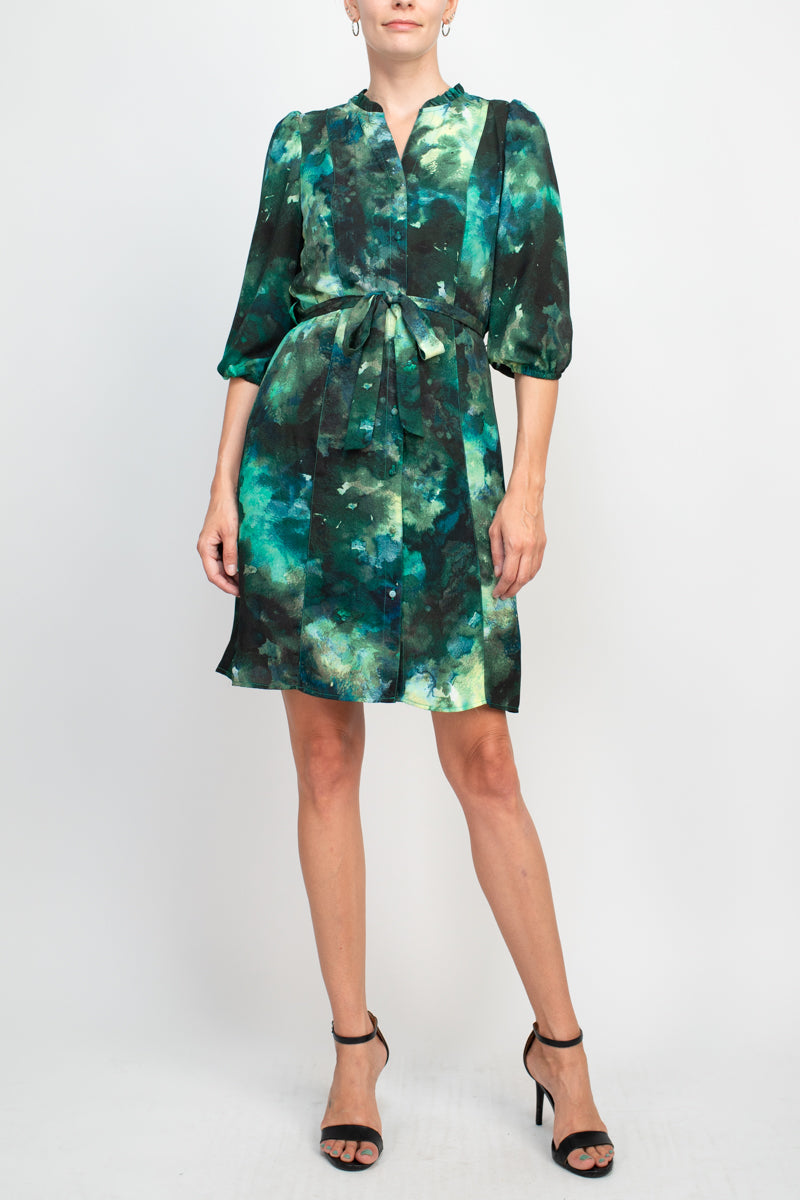Cocktail Dresses Short Printed Cocktail Dress Teal Multi