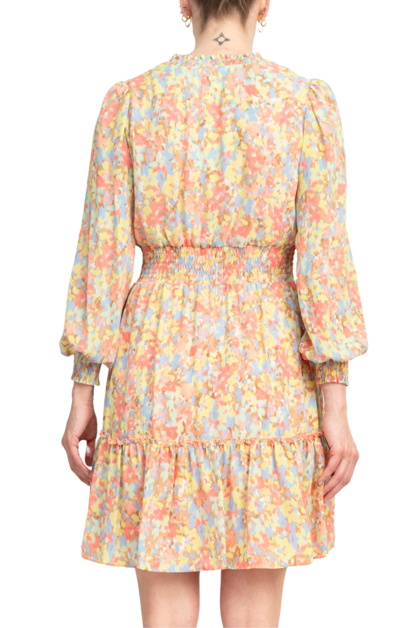 Cocktail Dresses Long Sleeve Printed Cocktail Dress Pink