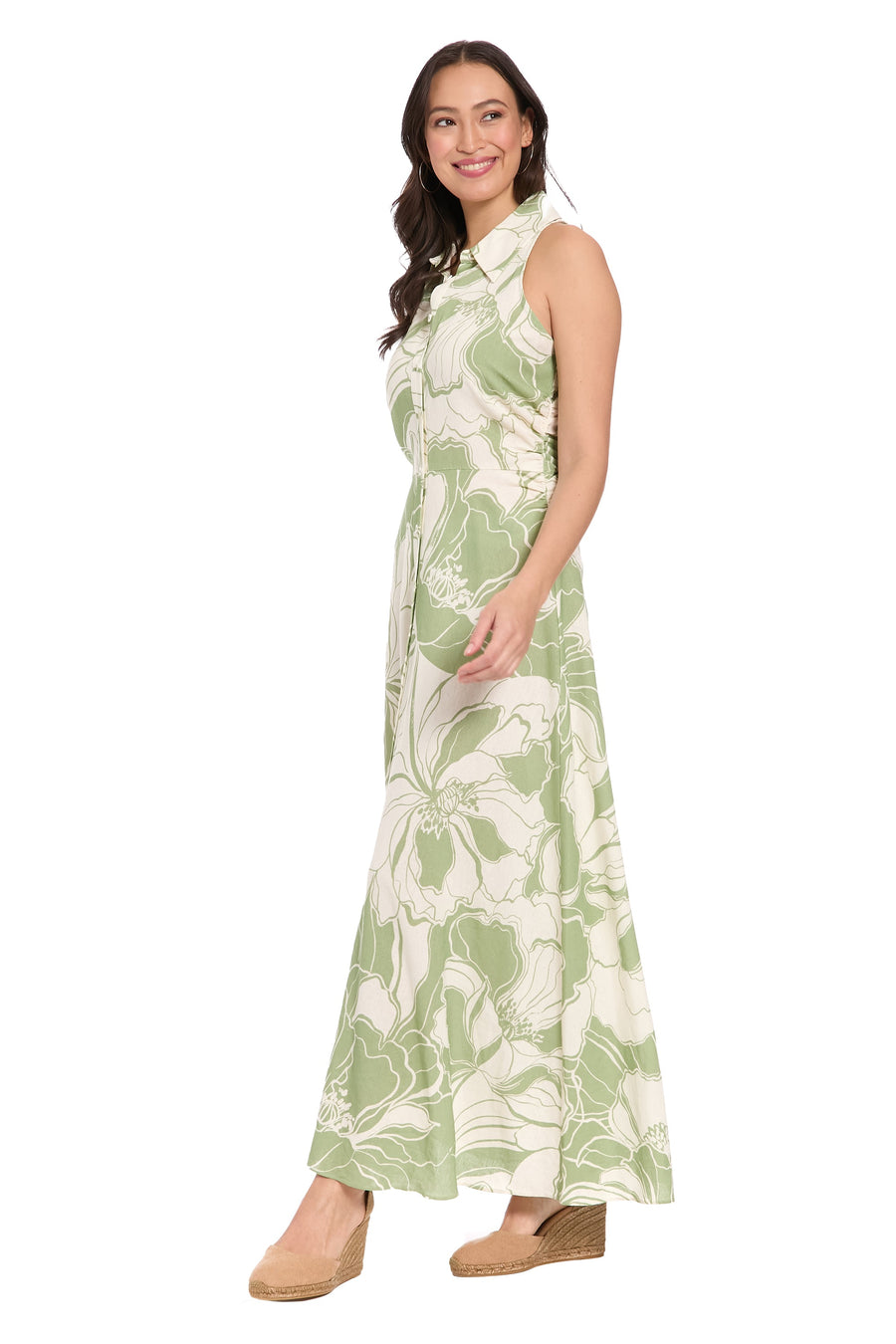 Black and Beige Floral Flutter Sleeve Midi Dress London Times T10228M Wholesale