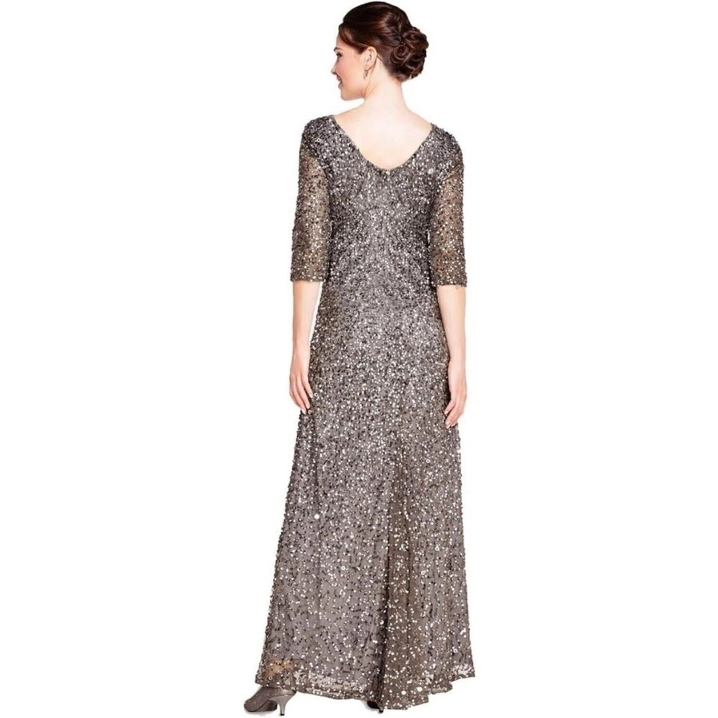 Scoop Neck Floor-Length Sequined Evening Gown Adrianna Papell 91919970 Wholesale