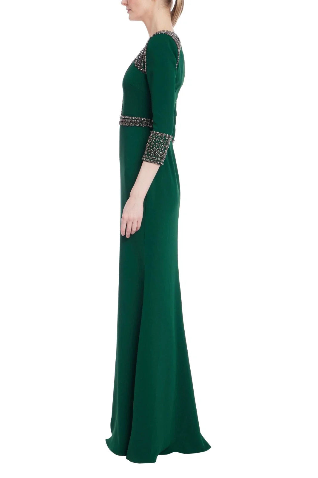 V-Neck Floor-Length Crepe Formal Gown Sheath/Column Badgley Mischka EG4575