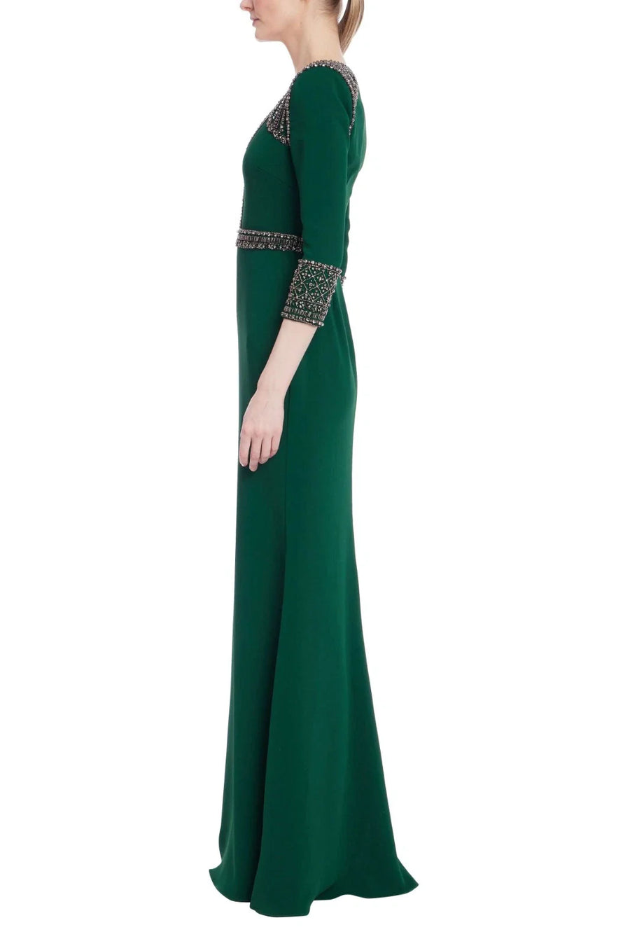 V-Neck Floor-Length Crepe Formal Gown Sheath/Column Badgley Mischka EG4575
