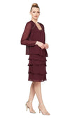 Short Beaded Tiered Jacket Dress SL Fashions 122372 Wholesale