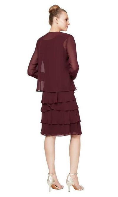 Short Beaded Tiered Jacket Dress SL Fashions 122372 Wholesale