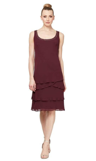 Short Beaded Tiered Jacket Dress SL Fashions 122372 Wholesale
